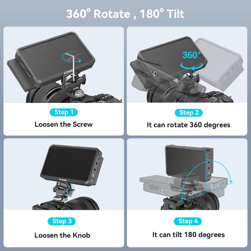 SmallRig Adjustable Camera Monitor Mount for ARRI-Style (Upgrade), 360° Swivel and 180° Tilt Monitor Holder Anti-Twist Support 5” and 7” Field Monitor - Image 2