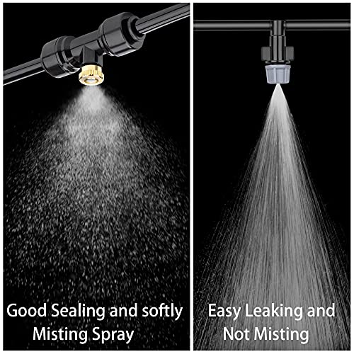 Petutu 20 Pack Brass Mister Nozzles with 20 Pack Misting Nozzle Tees with 2 Pack End Plugs for Outdoor Cooling System Patio Misting System - Image 3