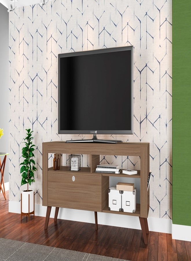 ارت ان  طاولة تلفزيون خشب 50" مودرن مع خزانة لون جوزي 136*63*39 - Image 1