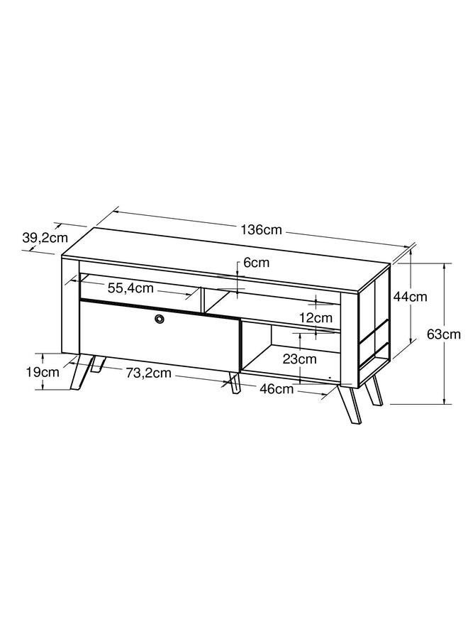 ارت ان  طاولة تلفزيون خشب 50" مودرن مع خزانة لون جوزي 136*63*39 - Image 3