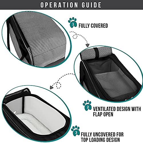 PetAmi Dog Purse Carrier for Small Dogs, Airline Approved Soft Sided Pet Carrier with Pockets, Ventilated Dog Carrying Bag for Puppy Cat, Dog Travel Supplies Bag, Sherpa Bed, Max 12 lbs, Stripe Black - Image 3