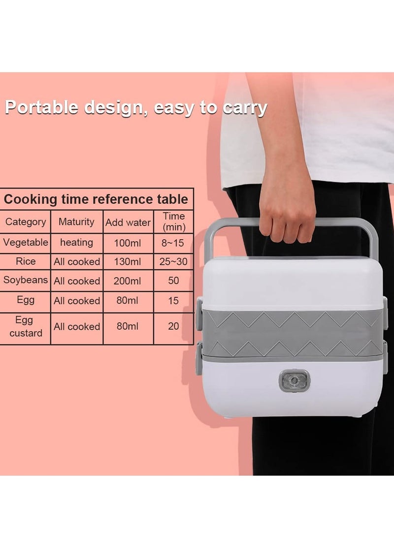Excefore Electric Lunch Box, Food Heater Leak-proof Portable Hot Meal Boxes, 2 Layers 4 Stainless Steel Steamer Food Insulation Lunch Box for Home Office Dormitory, 2L/110V/200W - Image 4