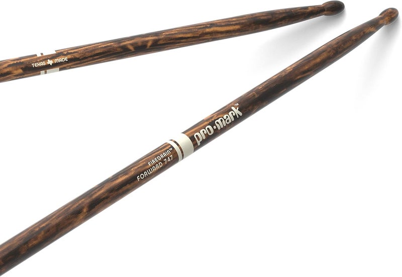 ProMark Drum Sticks - Classic Forward 747 Drumsticks - FireGrain For Playing Harder, Longer - No Excess Vibration - Lacquer Finish, Oval Wood Tip, Hickory Wood - 1 Pair - Image 1