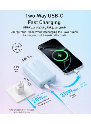 Zolo Power Bank, 20,000mAh 30W High-Speed Portable Charger with Built-In USB-C Cable, Battery Pack For iPhone 17/17 Air/17 Pro/17 Pro Max/16 Series, Galaxy, and More (Blue, 20000 mAh) - view 4