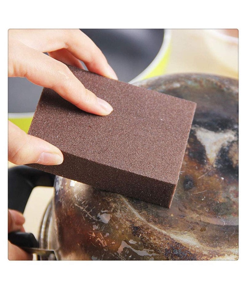 Cozron Cozron Multipurpose Brown Color Hard Surface Like Sand Paper Scrub Sponge Deep Cleaner Eraser Kitchen Tool Perfect for Gas Cleaning Utensils Wood Brown2 - Image 2