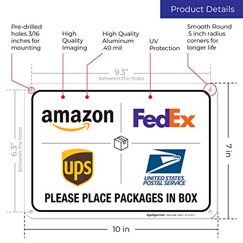 Sigo Signs Package Delivery Sign, Delivery Instructions Sign, 10x7 Inches, Rust Free .040 Aluminum, Fade Resistant, Made in USA - Image 3