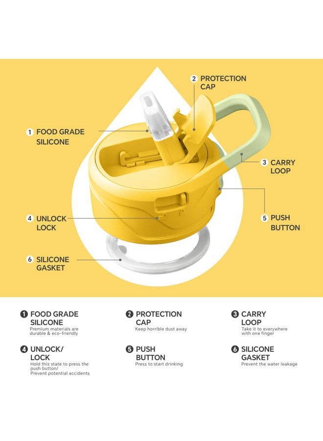 IDEUS Vacuum Insulated Water Bottle, 40 oz Stainless Steel Water Bottles with Straw and Spout Lid, Reusable Metal Water Bottle Leak Proof Gym Water Bottle, BPA-Free(Bright Yellow) - Image 4