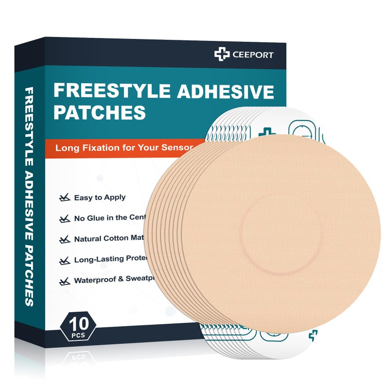 Ceeport 10 Pack Freestyle Adhesive Patches Sensor Covers Intended for Freestyle Libre 23EnliteMedtronic Guardian CGM Sensor Patches No Glue in The Center Long Fixation for Your SensorTan