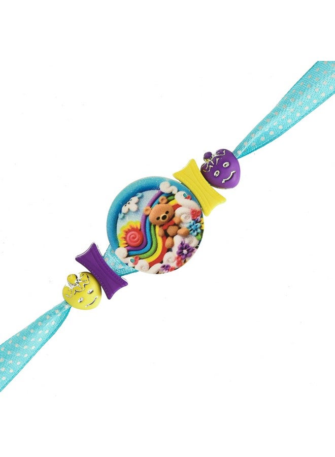 brown leaf ( Pack Of 2 Kids Rakhi Combo Pack Bracelet Thread Rakhi For Raksha Bandhan With Roli Tilak (Style 5) - Image 4