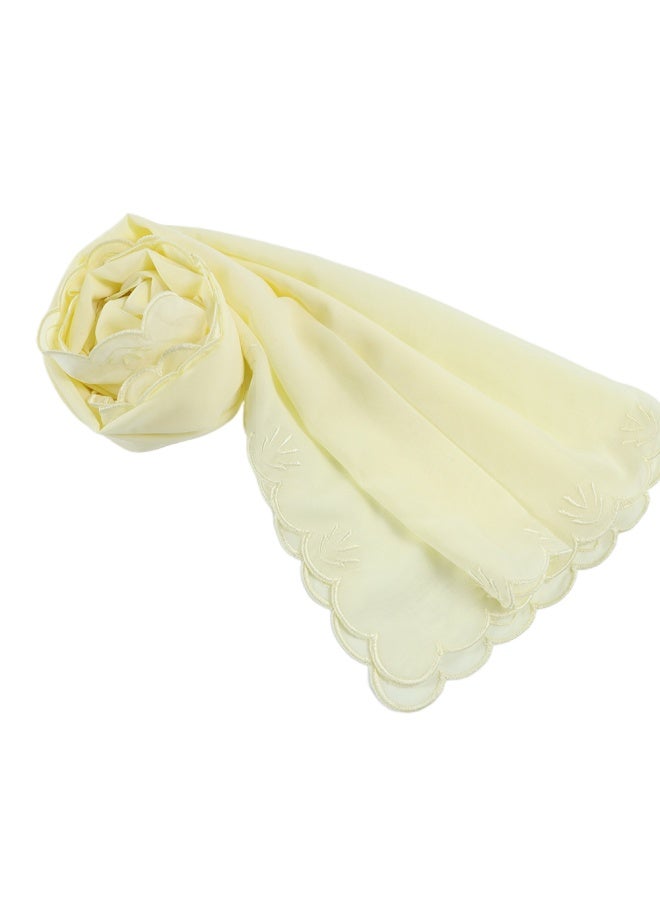 Four Sided Leaf Embroidered Plain Chiffon Square Scarf, Headscarf, Arabic Scarf - Image 1