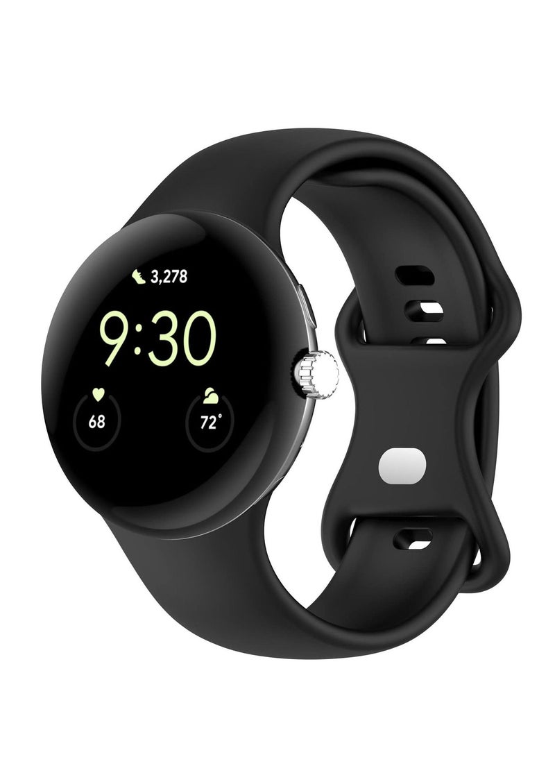 سوار متوافق مع جوجل بيكسل ووتش ، استبدال سوار سيليكون الرياضة مع جوجل بيكسل ووتش ( أسود ل ) - Image 1