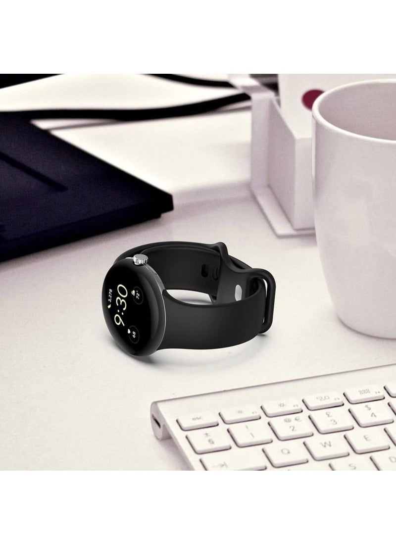 سوار متوافق مع جوجل بيكسل ووتش ، استبدال سوار سيليكون الرياضة مع جوجل بيكسل ووتش ( أسود ل ) - Image 5