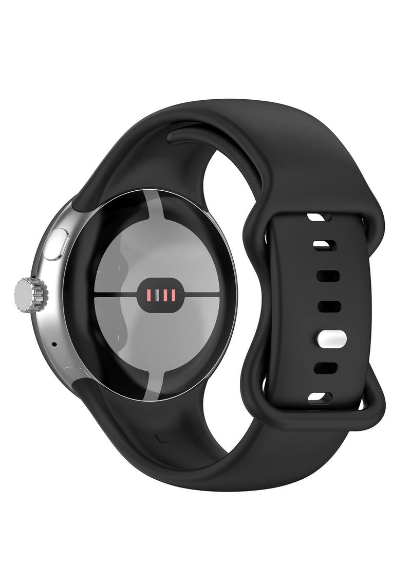 سوار متوافق مع جوجل بيكسل ووتش ، استبدال سوار سيليكون الرياضة مع جوجل بيكسل ووتش ( أسود ل ) - Image 2