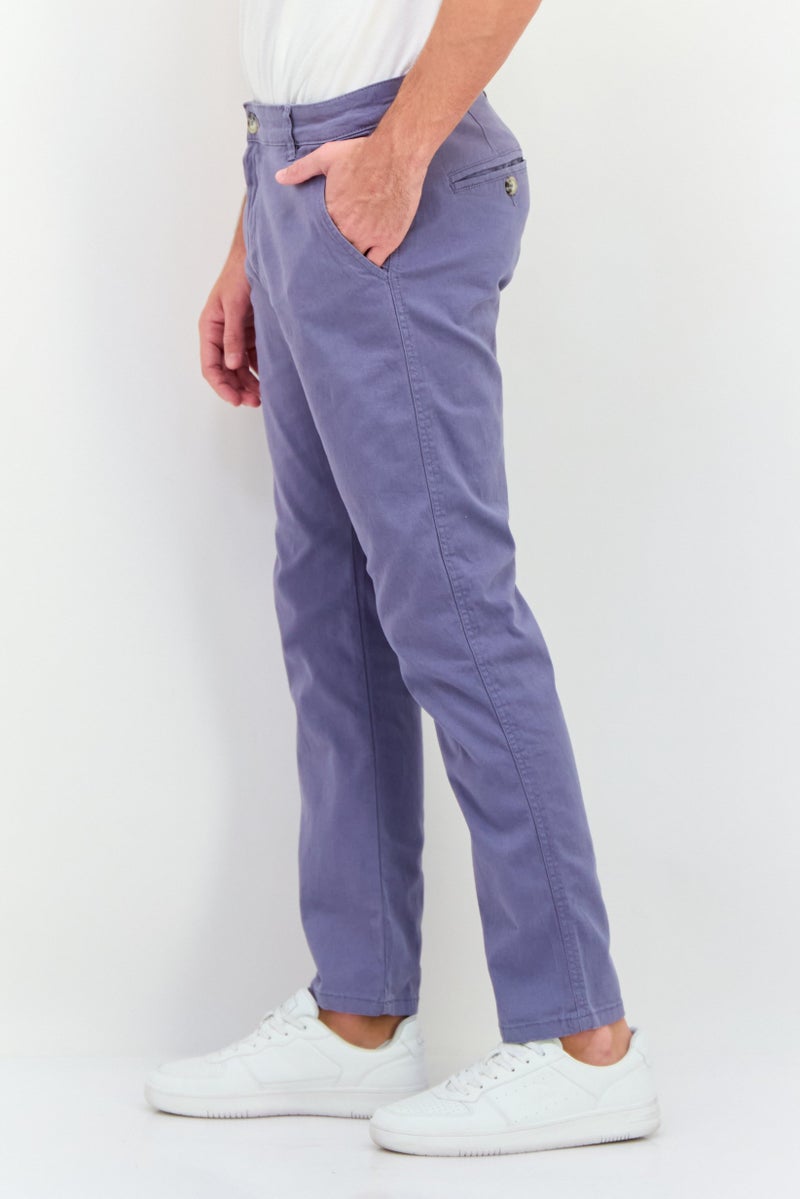 CROSSHATCH Men Slim Fit Plain Chino Pants, Pale Blue - Image 2