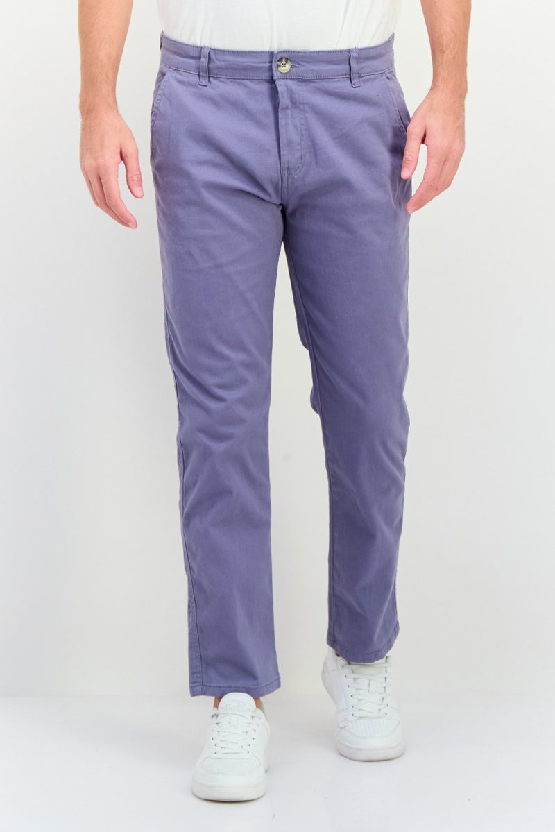 CROSSHATCH Men Slim Fit Plain Chino Pants, Pale Blue - Image 1