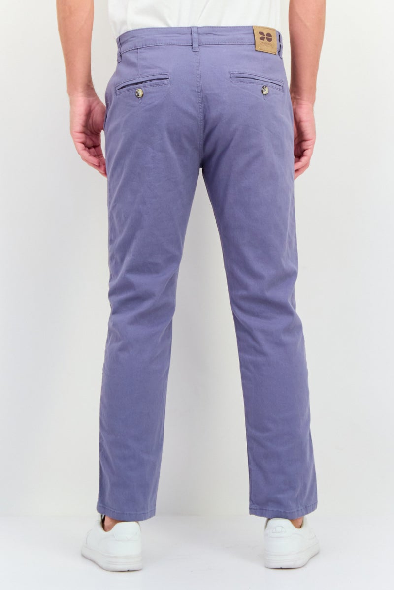 CROSSHATCH Men Slim Fit Plain Chino Pants, Pale Blue - Image 3