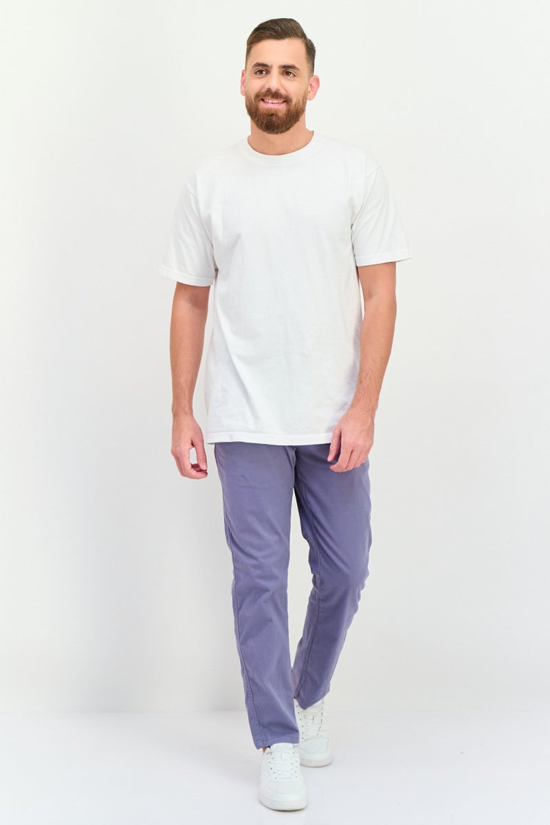 CROSSHATCH Men Slim Fit Plain Chino Pants, Pale Blue - Image 4