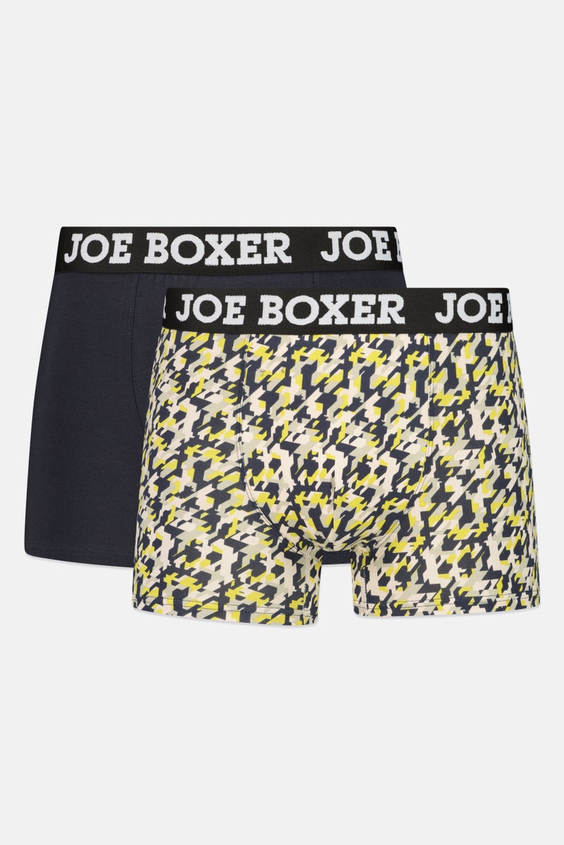 Joe Boxer شورتات بوكسر للرجال من قطعتين بطبعة شاملة، متعدد الألوان - Image 1