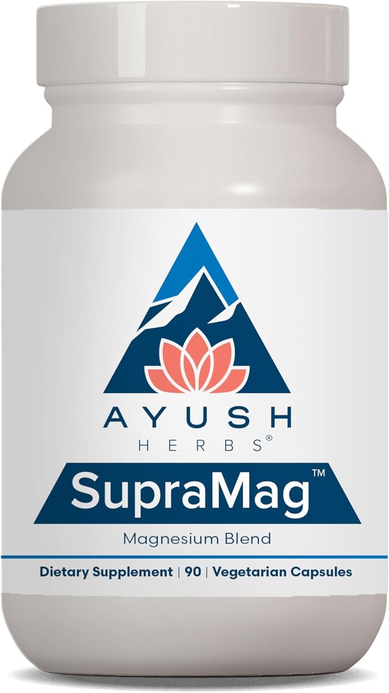 Ayush Herbs SupraMag  Magnesium Blend 400mg Magnesium Complex Supplement with Chelated Magnesium Bisglycinate Citrate Ororate for Sleep Energy  Brain Health  90 Vegetarian Capsules 1 Count - Image 1