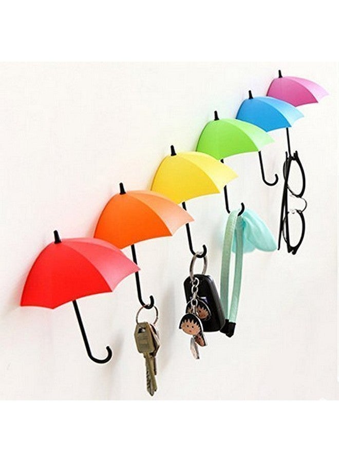 INKULTURE INKULTURE Multipurpose Umbrella, Key, Hat Holder Wall Hanging Hook| Pack of 6 | Material Plastic | Color Multicolor  - Image 1