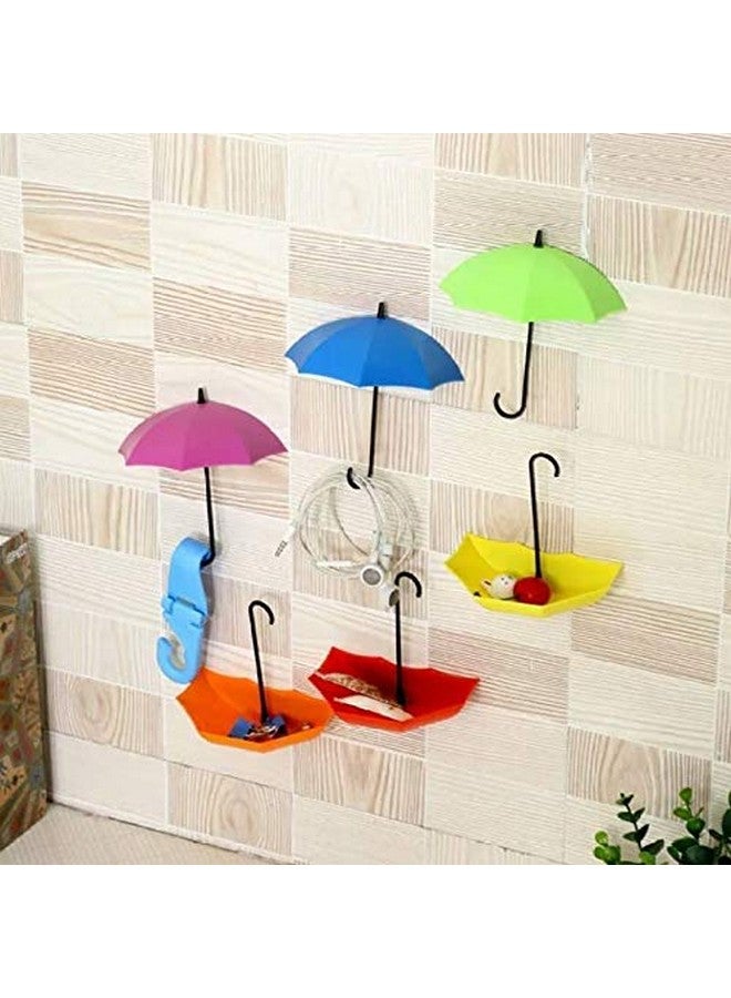 INKULTURE INKULTURE Multipurpose Umbrella, Key, Hat Holder Wall Hanging Hook| Pack of 6 | Material Plastic | Color Multicolor  - Image 5