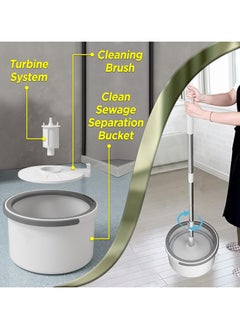 ARNOTEC Bucket Quick Spin Mop with 2 Microfiber Wet Dry Mophead Floor Cleaning pocha Extendable Handle Removable Wringer 360° Floor Cleaner Mopping Set Reversible  - Image 2