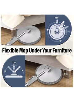 ARNOTEC Bucket Quick Spin Mop with 2 Microfiber Wet Dry Mophead Floor Cleaning pocha Extendable Handle Removable Wringer 360° Floor Cleaner Mopping Set Reversible  - Image 5