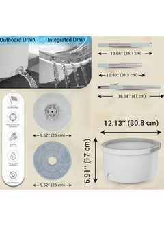 ARNOTEC Bucket Quick Spin Mop with 2 Microfiber Wet Dry Mophead Floor Cleaning pocha Extendable Handle Removable Wringer 360° Floor Cleaner Mopping Set Reversible  - Image 3