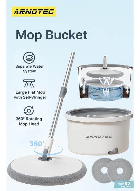 Bucket Quick Spin Mop with 2 Microfiber Wet Dry Mophead Floor Cleaning pocha Extendable Handle Removable Wringer 360° Floor Cleaner Mopping Set Reversible