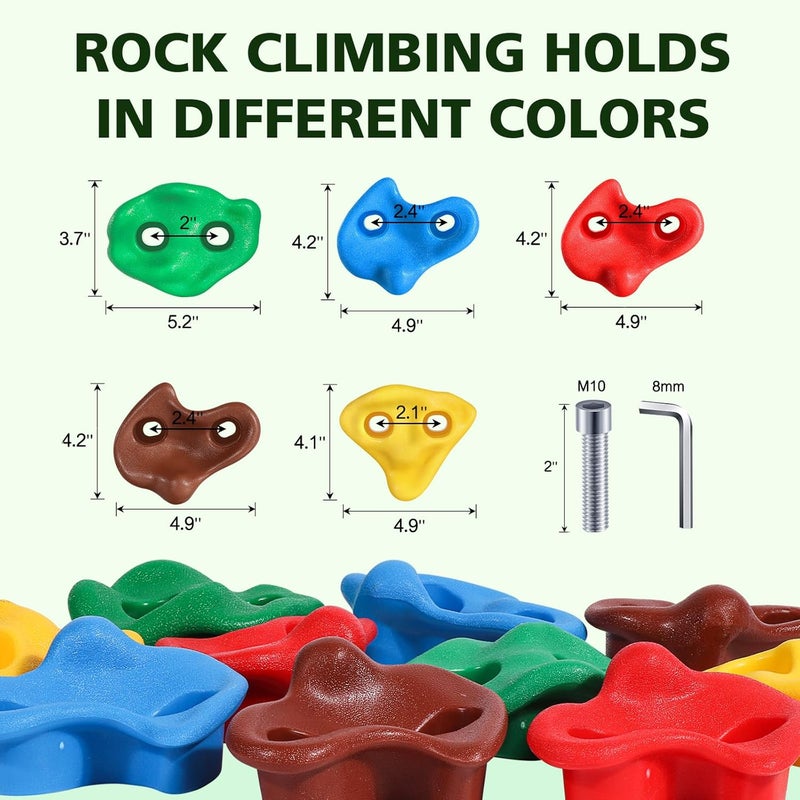 TOPNEW 25PCS Rock Climbing Holds for Kids, Large Climbing Holds for Play Set, Swingset - Adult Rock Wall Holds with Mounting Hardware for Indoor Outdoor Rock Climbing Wall - Image 4