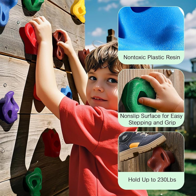 TOPNEW 25PCS Rock Climbing Holds for Kids, Large Climbing Holds for Play Set, Swingset - Adult Rock Wall Holds with Mounting Hardware for Indoor Outdoor Rock Climbing Wall - Image 3