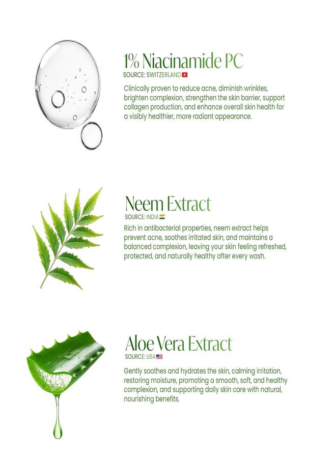 Alite Active Neem & Aloe Vera Face Wash with 1% Niacinamide | Gentle Herbal Cleanser for Sensitive, Dry & Combination Skin | Soap-Free Daily Face Wash | Men Women | Paraben-Free | 70g Each Pack of 4 - Image 3