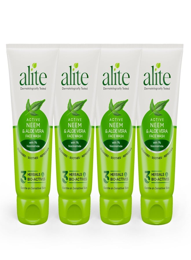 Alite Active Neem & Aloe Vera Face Wash with 1% Niacinamide | Gentle Herbal Cleanser for Sensitive, Dry & Combination Skin | Soap-Free Daily Face Wash | Men Women | Paraben-Free | 70g Each Pack of 4 - Image 1