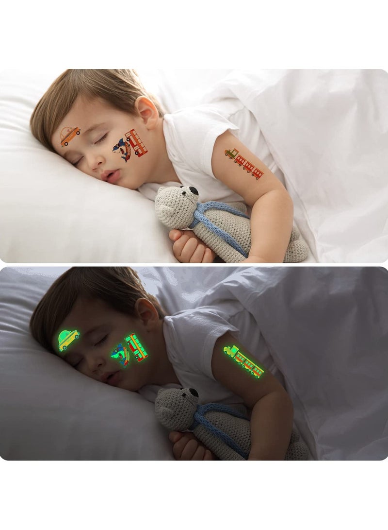 قوس قزح أورينبو وشم مؤقت للأطفال 40 ورقة تتوهج في الظلام، ملصقات وشم كرتونية مختلطة الأنماط، وشم مضيء مع حيوانات قرش وديناصور وشم روبوت فضائي مزيف لمستلزمات الحفلات - Image 4