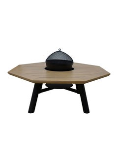NABCO Light Octagon Wood-Burning Fire Pit Table for Patio – 135x135x52 cm, Outdoor Dining Table with Fire Pit, Durable for Backyard or Garden, Natural Teak/Black  - Image 2