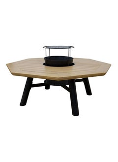NABCO Light Octagon Wood-Burning Fire Pit Table for Patio – 135x135x52 cm, Outdoor Dining Table with Fire Pit, Durable for Backyard or Garden, Natural Teak/Black  - Image 3