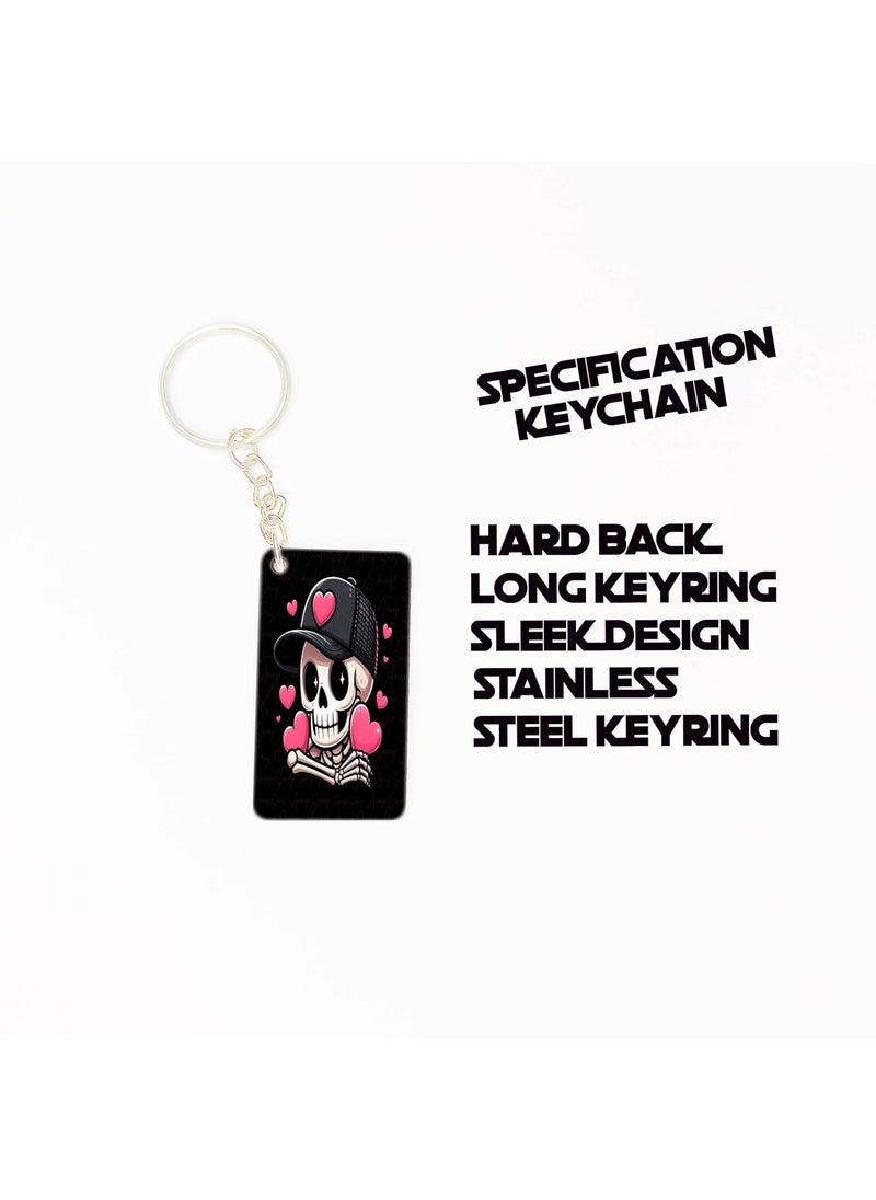 OUTFITQUE - OUTFITQUE Premium Pack of 2 Anime153 Printed Long Keychain For Bike Scooty Car MDF Keyholder - Image 1