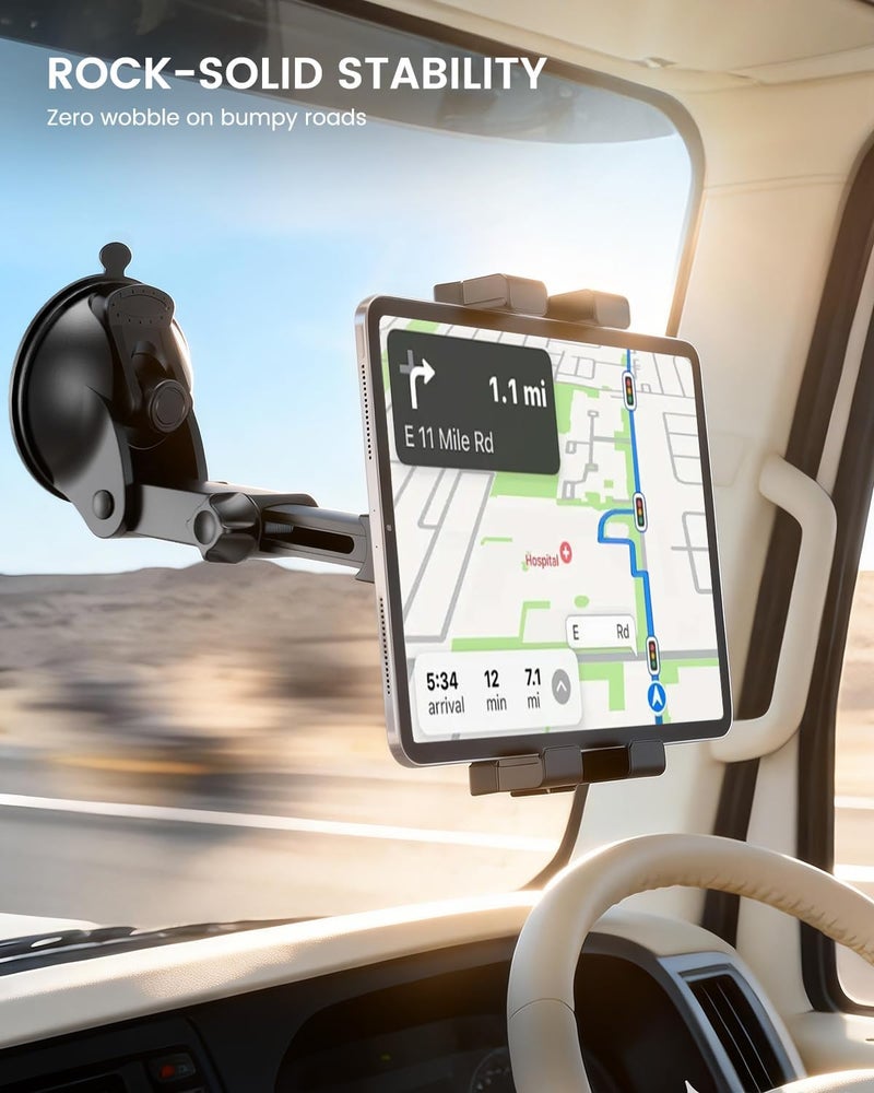 OHLPRO Car Dashboard Suction Cup Mount for iPads and Samsung Galaxy Tabs - Black - Image 3