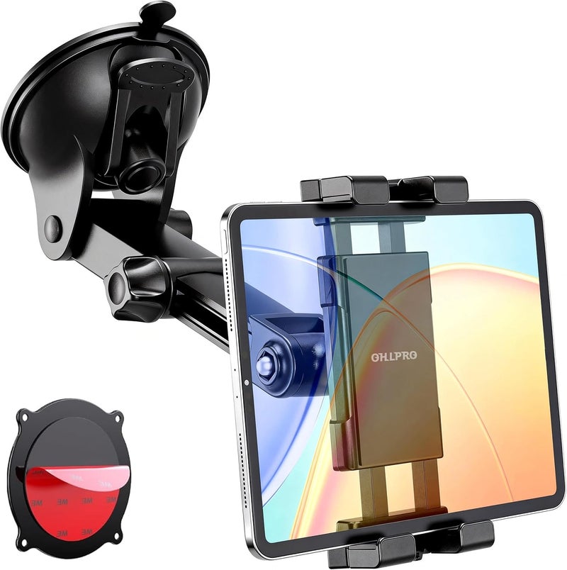 OHLPRO Car Dashboard Suction Cup Mount for iPads and Samsung Galaxy Tabs - Black - Image 1