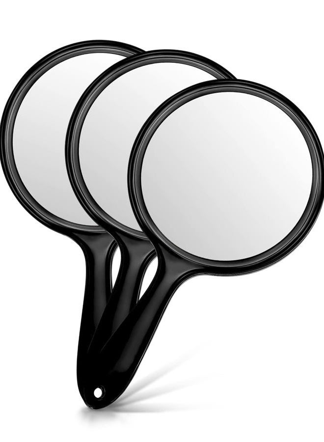 OMIRO مرآة يد، مرآة محمولة مزدوجة الجوانب 1X/3X مع مقبض، مجموعة من 3 (أسود شفاف) - Image 1