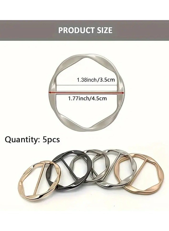 Goolsky 5pcs Elegant Alloy Buckle Set - Versatile for Waist, Belt & T-Shirt Styling, Casual Pop-Culture Design - Image 2