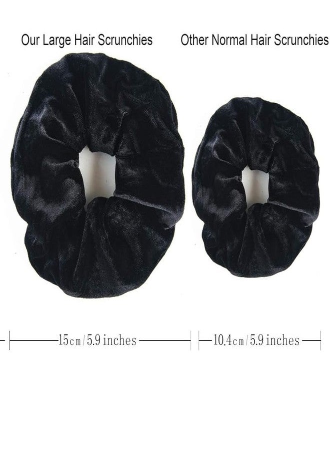 CHIROGRAPHY 6 Pack Premium Black Big Hair Scrunchies Velvet Scrunchy Hair Elastic Hair Bobble Soft Hair Ties No Crease, Not Hurt Hair, Oversized Scrunchies, Great Christmas Gift|BLACK - Image 3