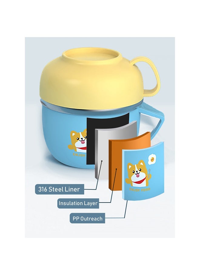LITTLE SURPRISE BOX - Light Blue small size Foxy Dual Handle Soup and Noodles Lunch Box with matching Cover - Image 1