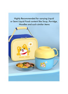 LITTLE SURPRISE BOX Light Blue small size Foxy Dual Handle Soup and Noodles Lunch Box with matching Cover  - Image 4