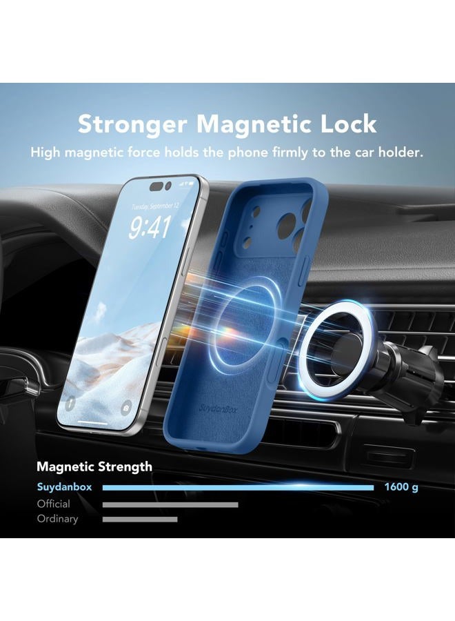 SUYDANBOX Magnetic for iPhone 17 Pro Max Case, Compatible with MagSafe, [Full Camera Protection][Screen Protector] Silicone Shockproof Protective Phone Case for iPhone 17 Pro Max 6.9", Lake Blue - Image 3