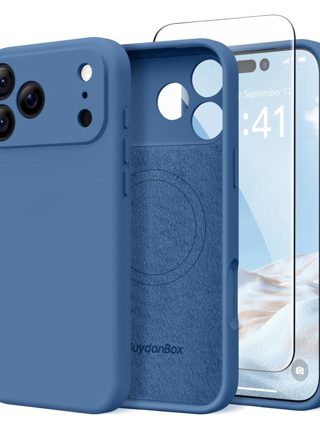 SUYDANBOX Magnetic for iPhone 17 Pro Max Case, Compatible with MagSafe, [Full Camera Protection][Screen Protector] Silicone Shockproof Protective Phone Case for iPhone 17 Pro Max 6.9", Lake Blue - Image 1