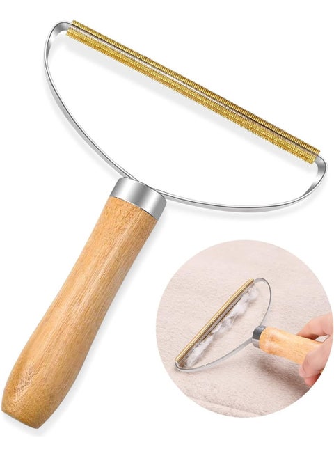Generic Manual Lint Remover for Clothes and Furniture – Wooden Handle Pet Hair & Fabric Shaver – Reusable Lint and Fur Removal Tool