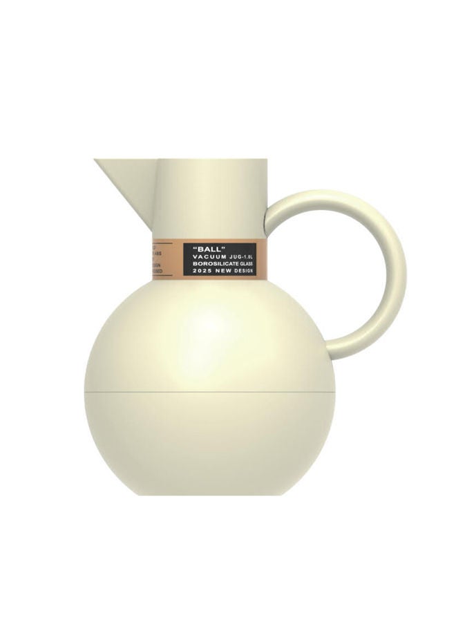 GAZELLA Plastic Tea/Coffee Flask 1 Liter Off White, Borosilicate Glass Inside - Image 1