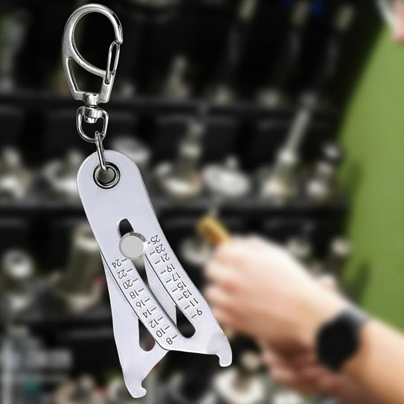 قطعتان من أداة فحص حجم الخيط بسلسلة مفاتيح مع علبة معدنية للقياس السريع والدقيق - Image 4