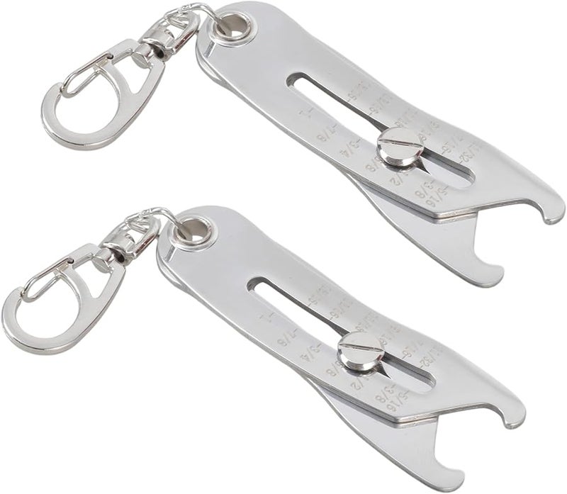 قطعتان من أداة فحص حجم الخيط بسلسلة مفاتيح مع علبة معدنية للقياس السريع والدقيق - Image 1